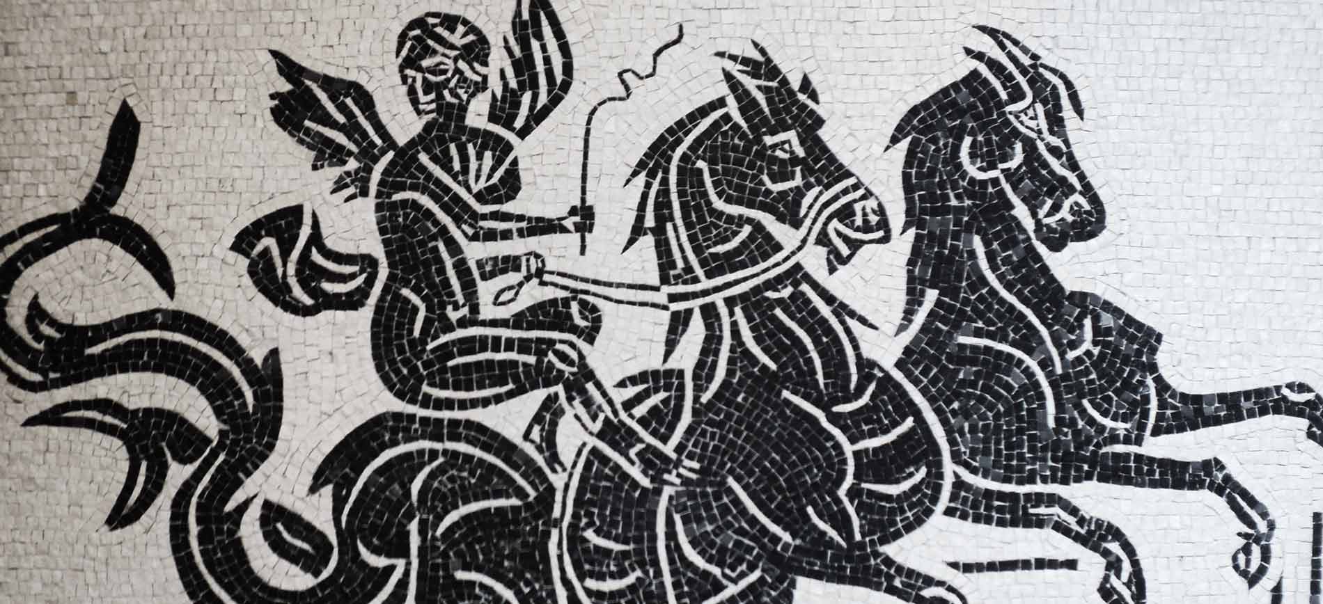 black and white roman mosaic