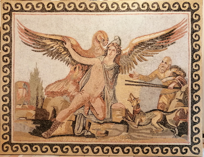 ancient roman mosaic mythological scene